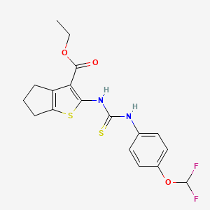 ethyl 2-({[4-(difluoromethoxy)phenyl]carbamothioyl}amino)-5,6-dihydro-4H-cyclopenta[b]thiophene-3-carboxylate