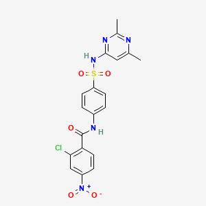 molecular formula C19H16ClN5O5S B11655475 2-chloro-N-{4-[(2,6-dimethylpyrimidin-4-yl)sulfamoyl]phenyl}-4-nitrobenzamide 