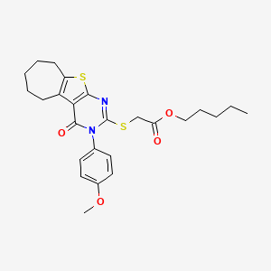 pentyl {[3-(4-methoxyphenyl)-4-oxo-3,5,6,7,8,9-hexahydro-4H-cyclohepta[4,5]thieno[2,3-d]pyrimidin-2-yl]sulfanyl}acetate