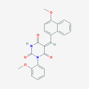 (5E)-5-[(4-methoxynaphthalen-1-yl)methylidene]-1-(2-methoxyphenyl)-1,3-diazinane-2,4,6-trione