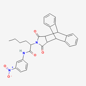 2-(16,18-dioxo-17-azapentacyclo[6.6.5.0~2,7~.0~9,14~.0~15,19~]nonadeca-2,4,6,9,11,13-hexaen-17-yl)-N-(3-nitrophenyl)hexanamide (non-preferred name)