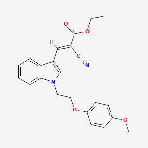 molecular formula C23H22N2O4 B11655521 ethyl (2E)-2-cyano-3-{1-[2-(4-methoxyphenoxy)ethyl]-1H-indol-3-yl}acrylate CAS No. 1164552-13-9