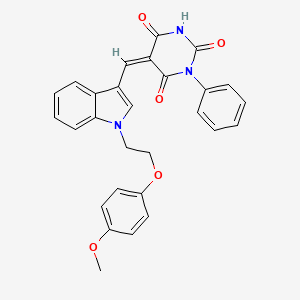 (5Z)-5-({1-[2-(4-methoxyphenoxy)ethyl]-1H-indol-3-yl}methylidene)-1-phenylpyrimidine-2,4,6(1H,3H,5H)-trione