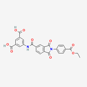 5-[({2-[4-(ethoxycarbonyl)phenyl]-1,3-dioxo-2,3-dihydro-1H-isoindol-5-yl}carbonyl)amino]benzene-1,3-dicarboxylic acid