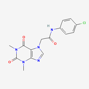 molecular formula C15H14ClN5O3 B11655550 N-(4-chlorophenyl)-2-(1,3-dimethyl-2,6-dioxopurin-7-yl)acetamide 