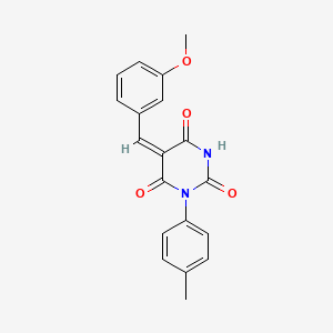 molecular formula C19H16N2O4 B11655555 (5E)-5-[(3-methoxyphenyl)methylidene]-1-(4-methylphenyl)-1,3-diazinane-2,4,6-trione 