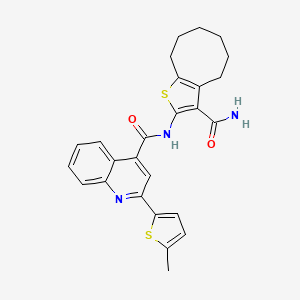 N-(3-carbamoyl-4,5,6,7,8,9-hexahydrocycloocta[b]thiophen-2-yl)-2-(5-methylthiophen-2-yl)quinoline-4-carboxamide