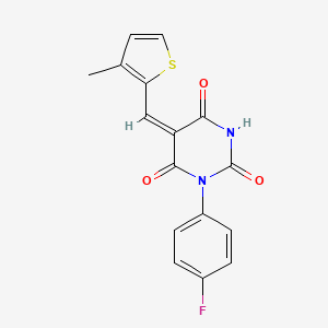 (5E)-1-(4-fluorophenyl)-5-[(3-methylthiophen-2-yl)methylidene]pyrimidine-2,4,6(1H,3H,5H)-trione