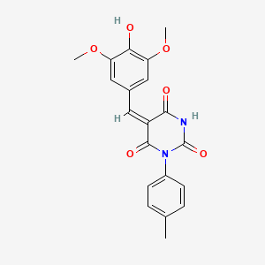 (5E)-5-(4-hydroxy-3,5-dimethoxybenzylidene)-1-(4-methylphenyl)pyrimidine-2,4,6(1H,3H,5H)-trione