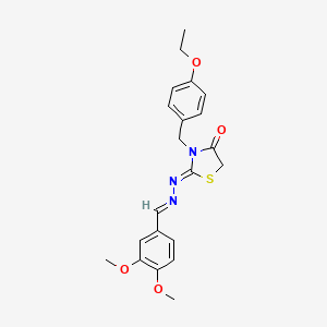 (2Z)-2-[(2E)-(3,4-dimethoxybenzylidene)hydrazinylidene]-3-(4-ethoxybenzyl)-1,3-thiazolidin-4-one