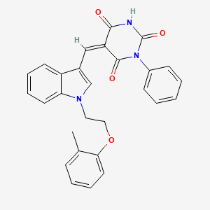 (5Z)-5-({1-[2-(2-methylphenoxy)ethyl]-1H-indol-3-yl}methylidene)-1-phenylpyrimidine-2,4,6(1H,3H,5H)-trione