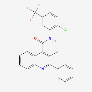 molecular formula C24H16ClF3N2O B11655671 N-[2-chloro-5-(trifluoromethyl)phenyl]-3-methyl-2-phenylquinoline-4-carboxamide 