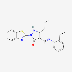 (4E)-2-(1,3-benzothiazol-2-yl)-4-{1-[(2-ethylphenyl)amino]ethylidene}-5-propyl-2,4-dihydro-3H-pyrazol-3-one