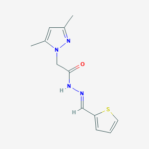 molecular formula C12H14N4OS B11655681 2-(3,5-dimethyl-1H-pyrazol-1-yl)-N'-[(E)-thiophen-2-ylmethylidene]acetohydrazide 