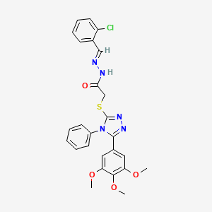 molecular formula C26H24ClN5O4S B11655716 N'-[(E)-(2-chlorophenyl)methylidene]-2-{[4-phenyl-5-(3,4,5-trimethoxyphenyl)-4H-1,2,4-triazol-3-yl]sulfanyl}acetohydrazide 