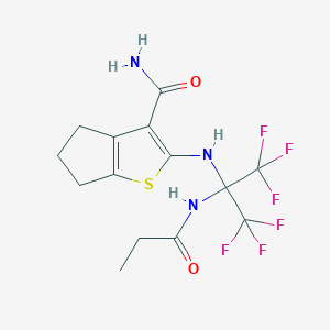 2-{[1,1,1,3,3,3-hexafluoro-2-(propanoylamino)propan-2-yl]amino}-5,6-dihydro-4H-cyclopenta[b]thiophene-3-carboxamide