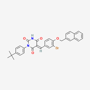 (5E)-5-[3-bromo-4-(naphthalen-2-ylmethoxy)benzylidene]-1-(4-tert-butylphenyl)pyrimidine-2,4,6(1H,3H,5H)-trione