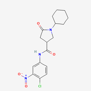 molecular formula C17H20ClN3O4 B11655762 N-(4-chloro-3-nitrophenyl)-1-cyclohexyl-5-oxopyrrolidine-3-carboxamide 