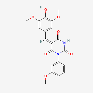 (5E)-5-[(4-hydroxy-3,5-dimethoxyphenyl)methylidene]-1-(3-methoxyphenyl)-1,3-diazinane-2,4,6-trione