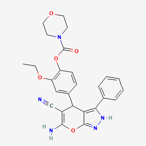 4-(6-Amino-5-cyano-3-phenyl-1,4-dihydropyrano[2,3-c]pyrazol-4-yl)-2-ethoxyphenyl morpholine-4-carboxylate