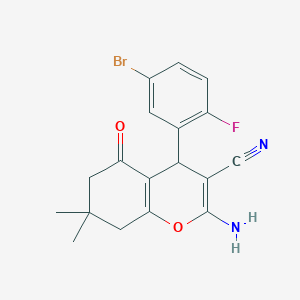 2-amino-4-(5-bromo-2-fluorophenyl)-7,7-dimethyl-5-oxo-5,6,7,8-tetrahydro-4H-chromene-3-carbonitrile