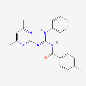 N-[(Z)-[(4,6-dimethylpyrimidin-2-yl)amino](phenylamino)methylidene]-4-fluorobenzamide