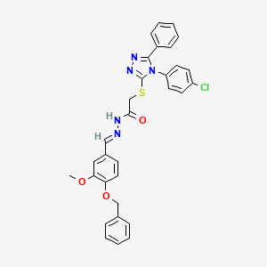 N'-{(E)-[4-(benzyloxy)-3-methoxyphenyl]methylidene}-2-{[4-(4-chlorophenyl)-5-phenyl-4H-1,2,4-triazol-3-yl]sulfanyl}acetohydrazide