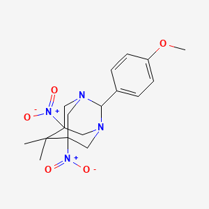 molecular formula C17H22N4O5 B11655971 1,3-Diazaadamantane, 2-(4-methoxyphenyl)-6,6-dimethyl-5,7-dinitro- 