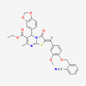 ethyl (2Z)-5-(1,3-benzodioxol-5-yl)-2-{4-[(2-cyanobenzyl)oxy]-3-methoxybenzylidene}-7-methyl-3-oxo-2,3-dihydro-5H-[1,3]thiazolo[3,2-a]pyrimidine-6-carboxylate