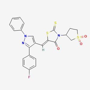 molecular formula C23H18FN3O3S3 B11655997 (5Z)-3-(1,1-dioxidotetrahydrothiophen-3-yl)-5-{[3-(4-fluorophenyl)-1-phenyl-1H-pyrazol-4-yl]methylidene}-2-thioxo-1,3-thiazolidin-4-one 