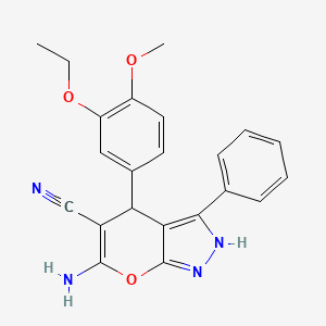 6-Amino-4-(3-ethoxy-4-methoxyphenyl)-3-phenyl-1,4-dihydropyrano[2,3-c]pyrazole-5-carbonitrile