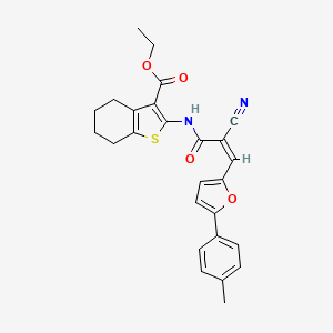 ethyl 2-({(2Z)-2-cyano-3-[5-(4-methylphenyl)furan-2-yl]prop-2-enoyl}amino)-4,5,6,7-tetrahydro-1-benzothiophene-3-carboxylate