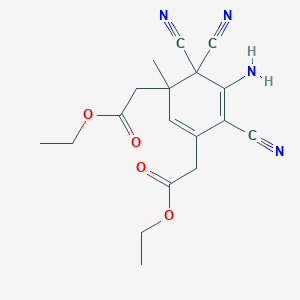 (5-Amino-4,4,6-tricyano-3-ethoxycarbonylmethyl-3-methyl-cyclohexa-1,5-dienyl)-acetic acid ethyl ester