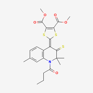 dimethyl 2-(1-butanoyl-2,2,7-trimethyl-3-thioxo-2,3-dihydroquinolin-4(1H)-ylidene)-1,3-dithiole-4,5-dicarboxylate