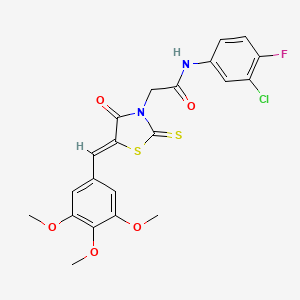 N-(3-chloro-4-fluorophenyl)-2-[(5Z)-4-oxo-2-sulfanylidene-5-[(3,4,5-trimethoxyphenyl)methylidene]-1,3-thiazolidin-3-yl]acetamide