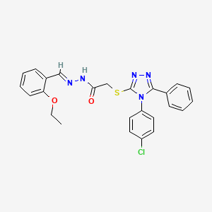 2-{[4-(4-chlorophenyl)-5-phenyl-4H-1,2,4-triazol-3-yl]sulfanyl}-N'-[(E)-(2-ethoxyphenyl)methylidene]acetohydrazide