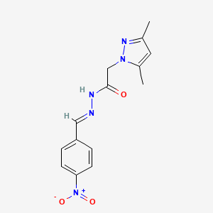 molecular formula C14H15N5O3 B11656168 2-(3,5-dimethyl-1H-pyrazol-1-yl)-N'-[(E)-(4-nitrophenyl)methylidene]acetohydrazide 