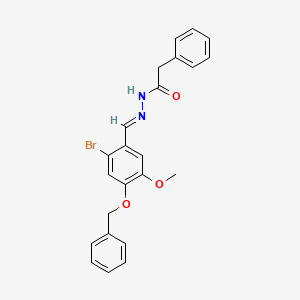 molecular formula C23H21BrN2O3 B11656178 N'-[(E)-[4-(Benzyloxy)-2-bromo-5-methoxyphenyl]methylidene]-2-phenylacetohydrazide 