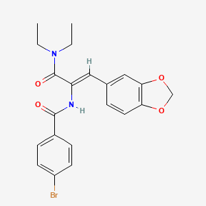 molecular formula C21H21BrN2O4 B11656213 N-((Z)-2-Benzo[1,3]dioxol-5-yl-1-diethylcarbamoyl-vinyl)-4-bromo-benzamide 