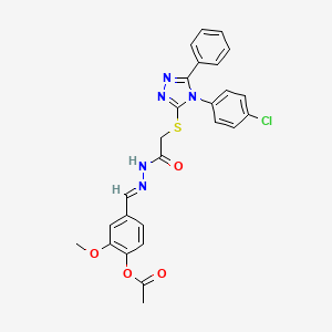 4-{(E)-[({[4-(4-Chlorophenyl)-5-phenyl-4H-1,2,4-triazol-3-YL]sulfanyl}acetyl)hydrazono]methyl}-2-methoxyphenyl acetate