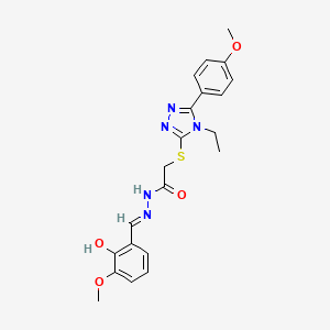 2-{[4-ethyl-5-(4-methoxyphenyl)-4H-1,2,4-triazol-3-yl]sulfanyl}-N'-[(E)-(2-hydroxy-3-methoxyphenyl)methylidene]acetohydrazide