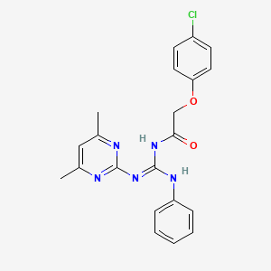 2-(4-chlorophenoxy)-N-[(E)-[(4,6-dimethylpyrimidin-2-yl)amino](phenylamino)methylidene]acetamide