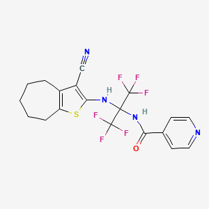 N-{2-[(3-cyano-5,6,7,8-tetrahydro-4H-cyclohepta[b]thiophen-2-yl)amino]-1,1,1,3,3,3-hexafluoropropan-2-yl}pyridine-4-carboxamide