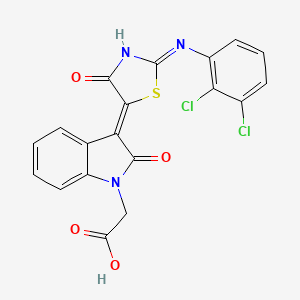 [(3Z)-3-{(2Z)-2-[(2,3-dichlorophenyl)imino]-4-oxo-1,3-thiazolidin-5-ylidene}-2-oxo-2,3-dihydro-1H-indol-1-yl]acetic acid