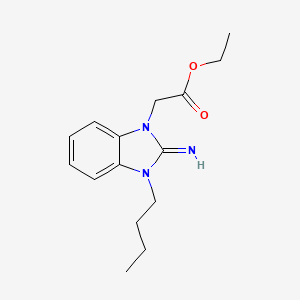 molecular formula C15H21N3O2 B11656268 ethyl (3-butyl-2-imino-2,3-dihydro-1H-benzimidazol-1-yl)acetate 