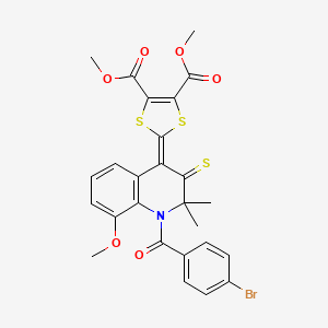 dimethyl 2-{1-[(4-bromophenyl)carbonyl]-8-methoxy-2,2-dimethyl-3-thioxo-2,3-dihydroquinolin-4(1H)-ylidene}-1,3-dithiole-4,5-dicarboxylate