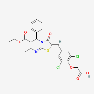 (2,6-dichloro-4-{(Z)-[6-(ethoxycarbonyl)-7-methyl-3-oxo-5-phenyl-5H-[1,3]thiazolo[3,2-a]pyrimidin-2(3H)-ylidene]methyl}phenoxy)acetic acid