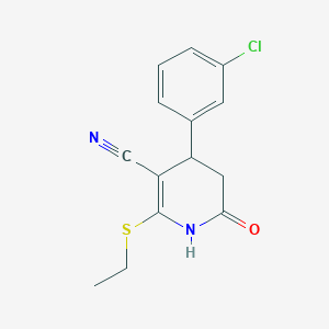 molecular formula C14H13ClN2OS B11656494 4-(3-Chlorophenyl)-2-(ethylsulfanyl)-6-oxo-1,4,5,6-tetrahydropyridine-3-carbonitrile 