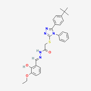 2-{[5-(4-tert-butylphenyl)-4-phenyl-4H-1,2,4-triazol-3-yl]sulfanyl}-N'-[(E)-(3-ethoxy-2-hydroxyphenyl)methylidene]acetohydrazide