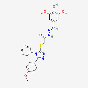 N'-[(E)-(4-hydroxy-3,5-dimethoxyphenyl)methylidene]-2-{[5-(4-methoxyphenyl)-4-phenyl-4H-1,2,4-triazol-3-yl]sulfanyl}acetohydrazide